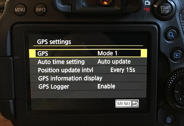 Canon 6D II Review: Field Test -- GPS Menu
